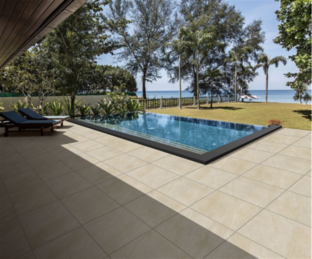 Black 1200x600x18mm Smooth Surface Full Body Floor Paving Tile Around Swimming Pool