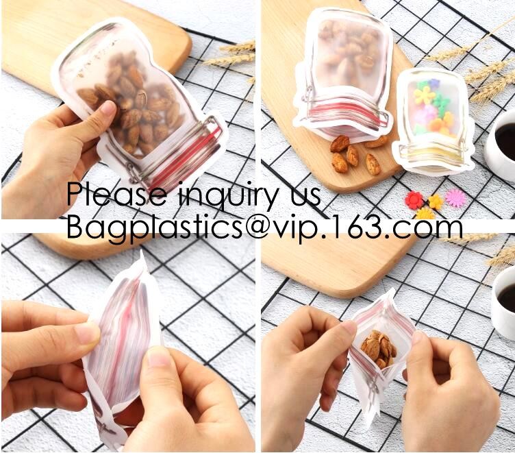 Custom Printed Mason Jar Stand Up Zip Lock Pouch Snack Food Packaging Bag,PE Storge Bag Kitchen Refrigerator Food Sealed