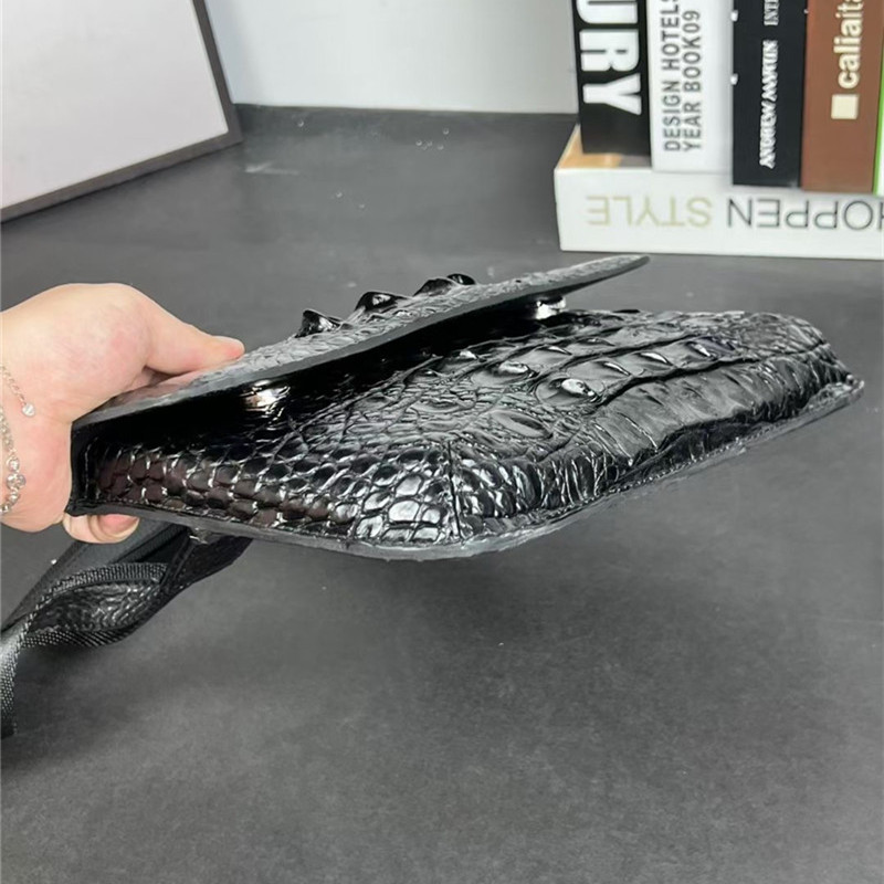 Authentic Crocodile Skin Men's Small Shoulder Bag Ultrathin Flap Purse Genuine Alligator Leather Male Messenger Bag