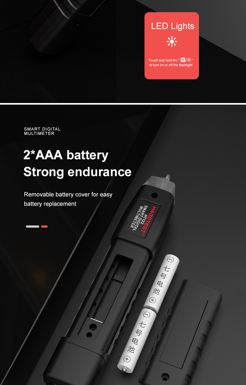 HT122 Digital Pen Type Multimeter DC AC Voltage Tester Smart Multi-meter NCV Phase Sequence Auto Ranging Multimetre