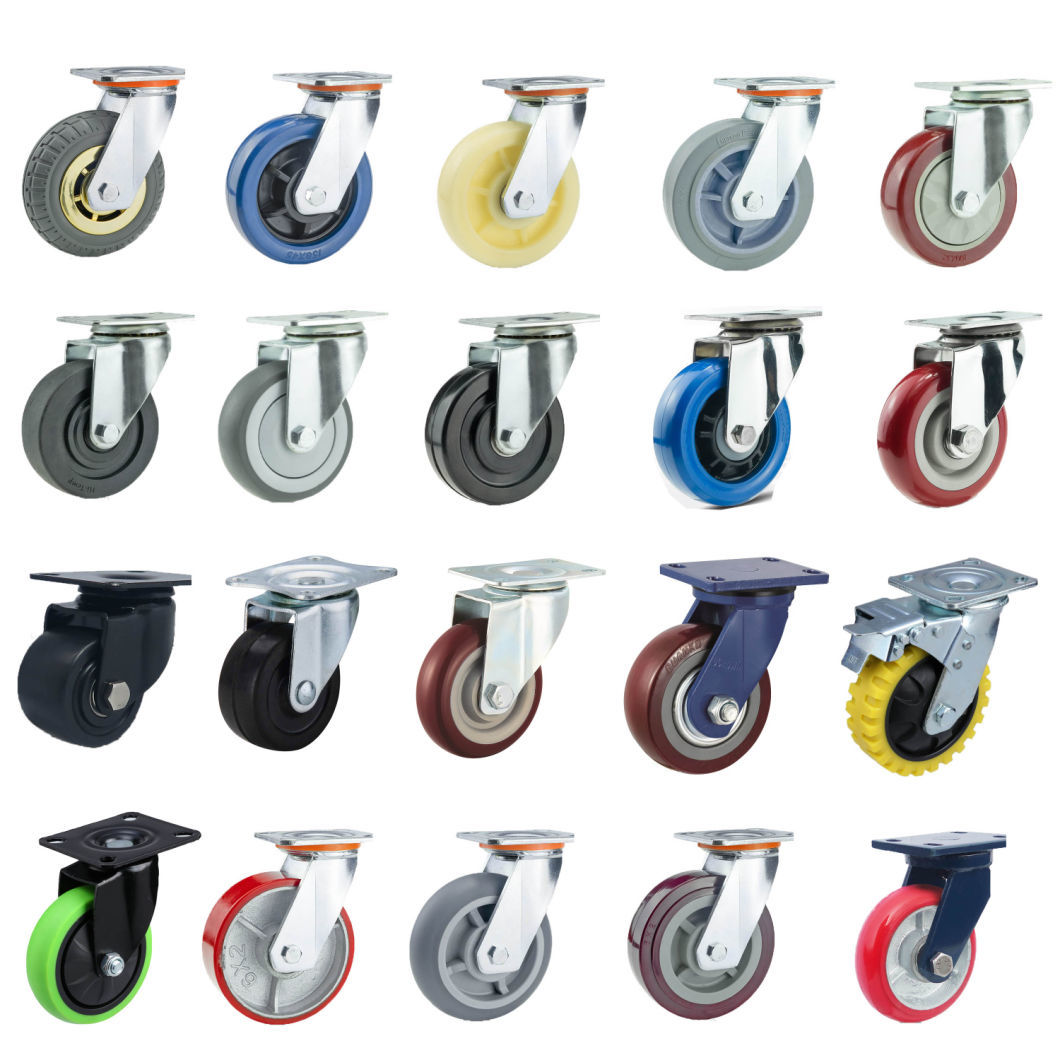 Industrial Caster Trolley Swivel Plate PVC Furniture Caster Wheel