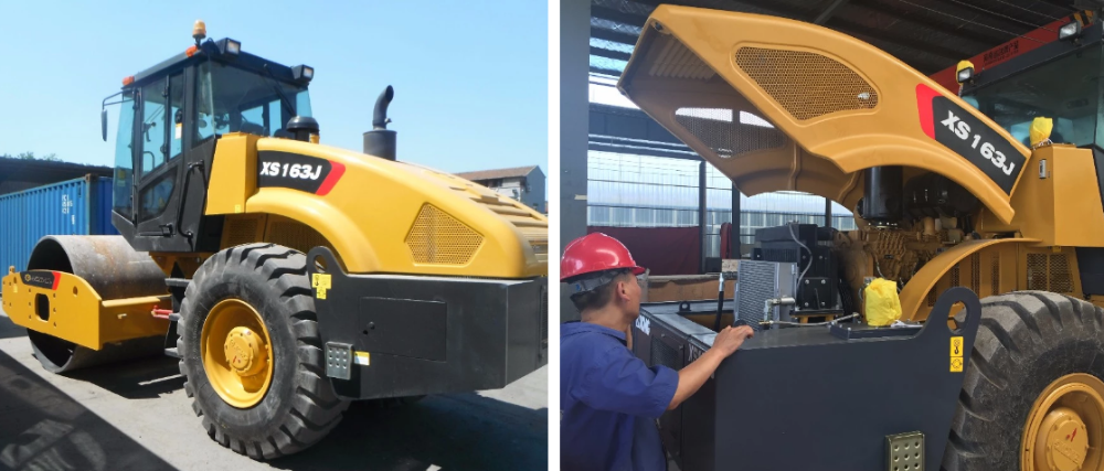 16t Earth Roller Compactor Machine / Yellow Road Maintenance Equipment