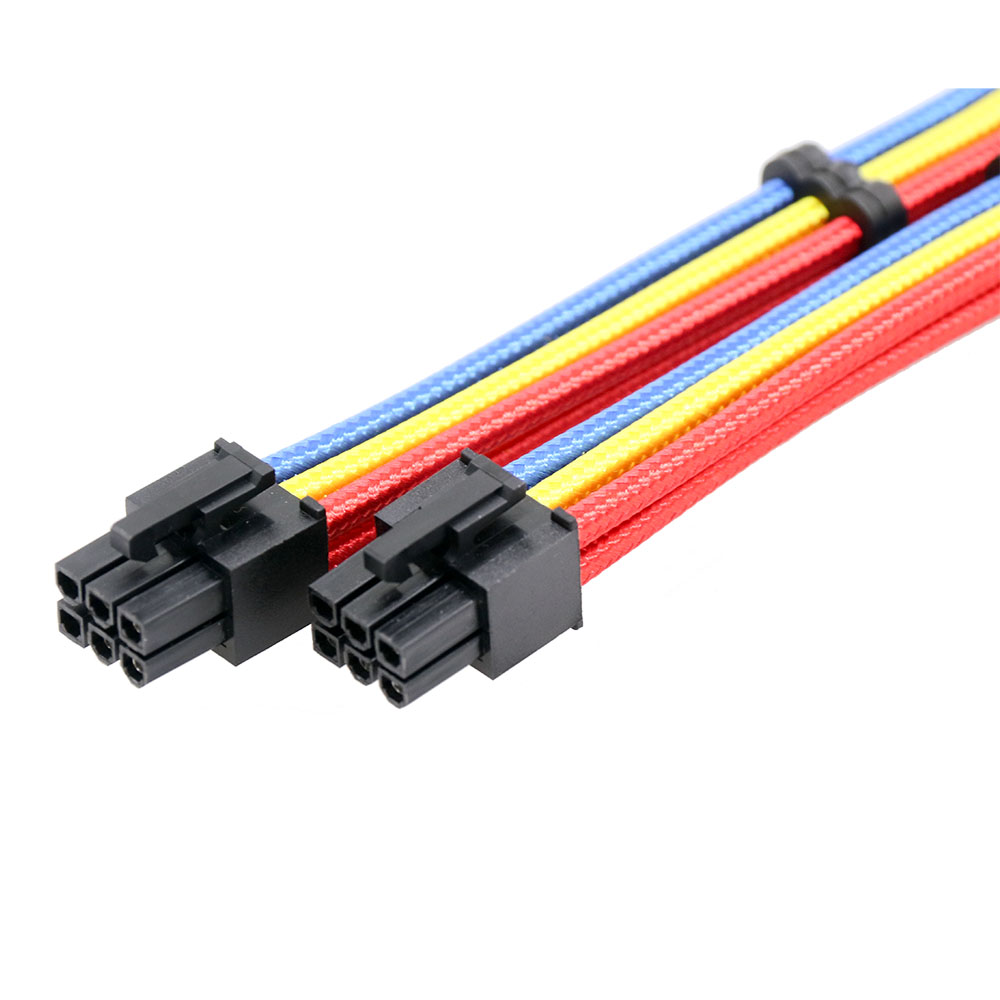 ATX Braided Sleeved Power Supply Cable Kits 1* 24 Pin 1*4 + 4 Pin EPS , 2* 6+2 Pin PCI-e , 2*6 Pin Extension Cable Kit