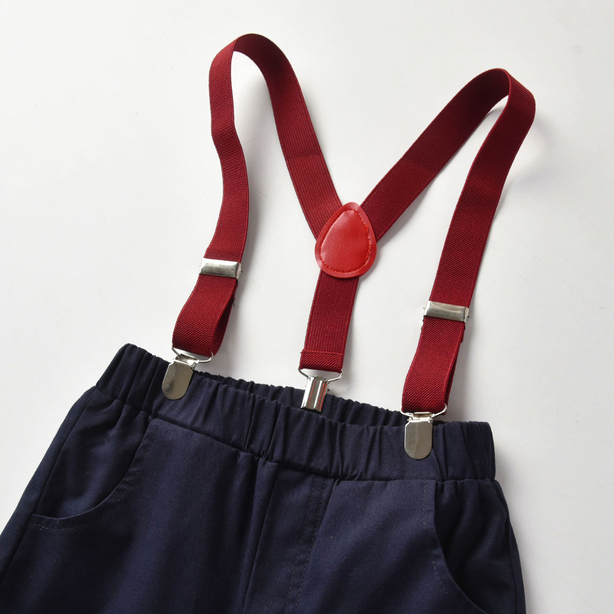 Bow Tie Polo Neck Top With Pants Boys Suit Baby Suspenders Outfit