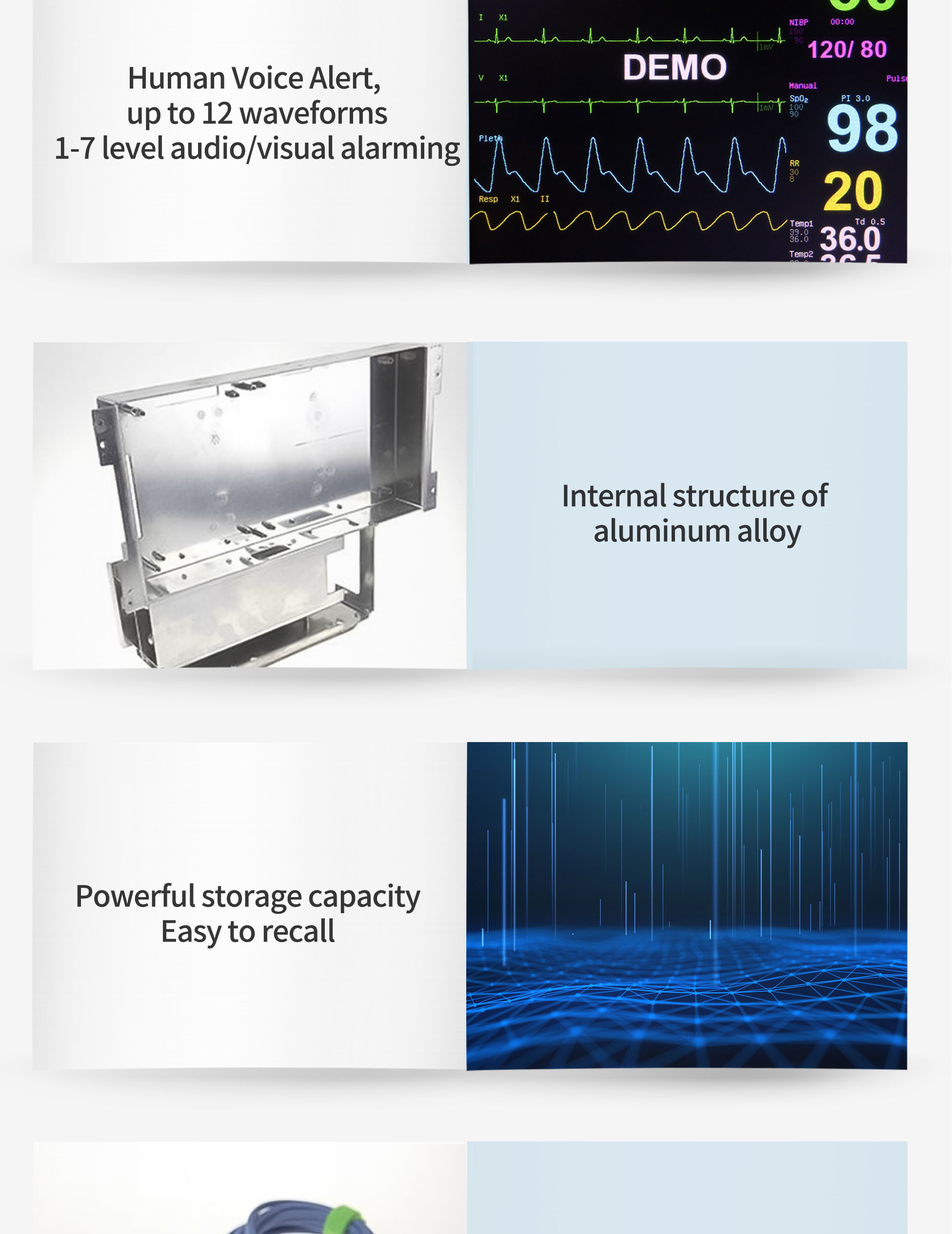 Hospital Cardiac Monitor Patient Pathological Analysis Equipments Modular Plug In