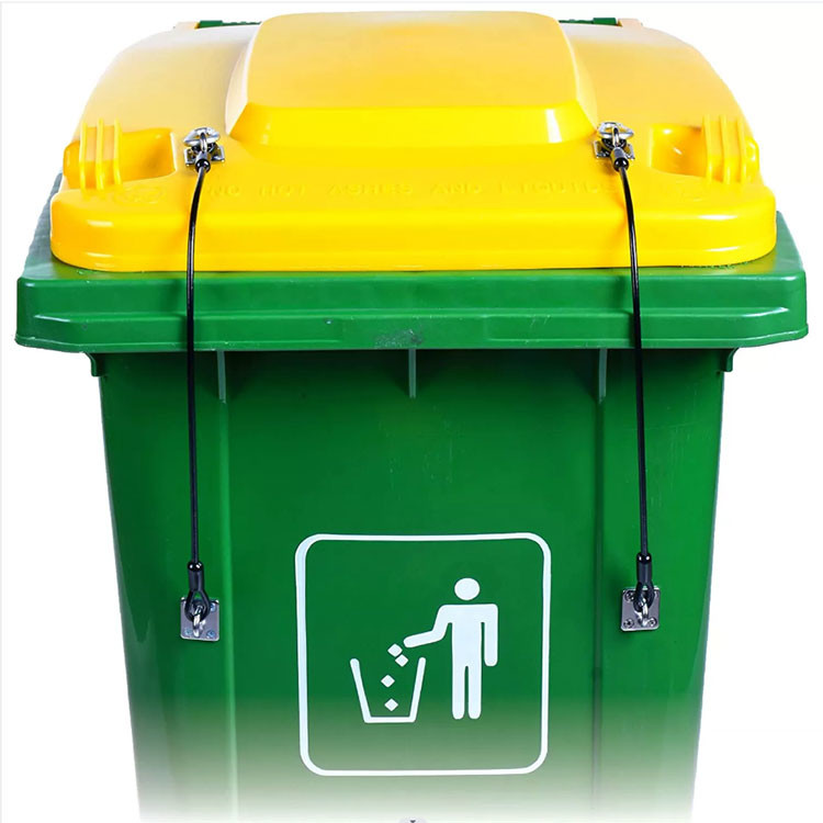 Vinyl Coated Stainless Steel Wire Rope Trash Can Lid Lock Metal Universal Lid Lock For Outdoor Garbage Cans