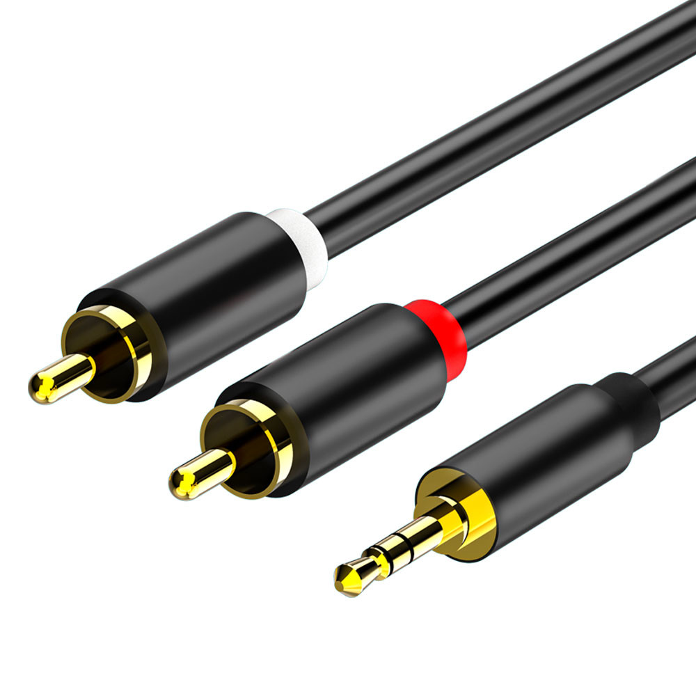 Smartphones 3.5mm To 2RCA Audio And Video Cable 24k Gold Plated