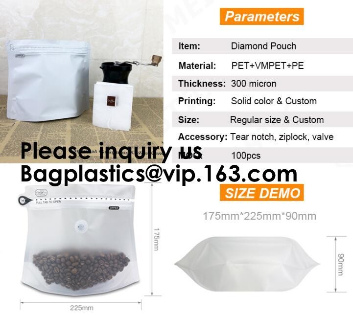 Matte Metallic Color with Frosted Window Display Stand-Up k Bags,Aluminum Foil Back - Resealable k and Heat
