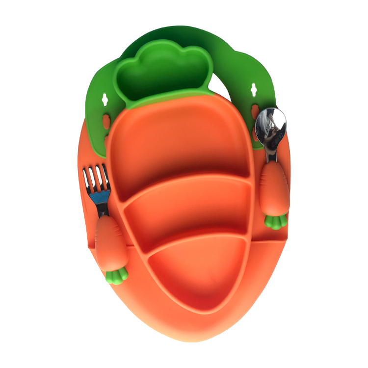 Carrot Shape Silicone Baby Feeding Set Dinnerware Food Grade Eco Friendly