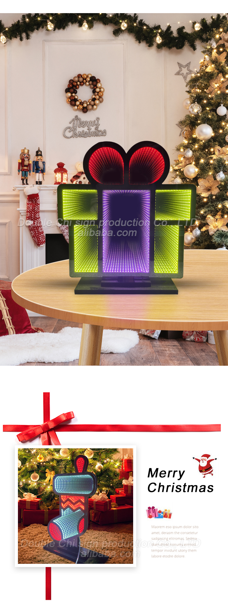 Customizable Rgb Big Christmas Gift Infinity Mirror Lights with Double-sided Design