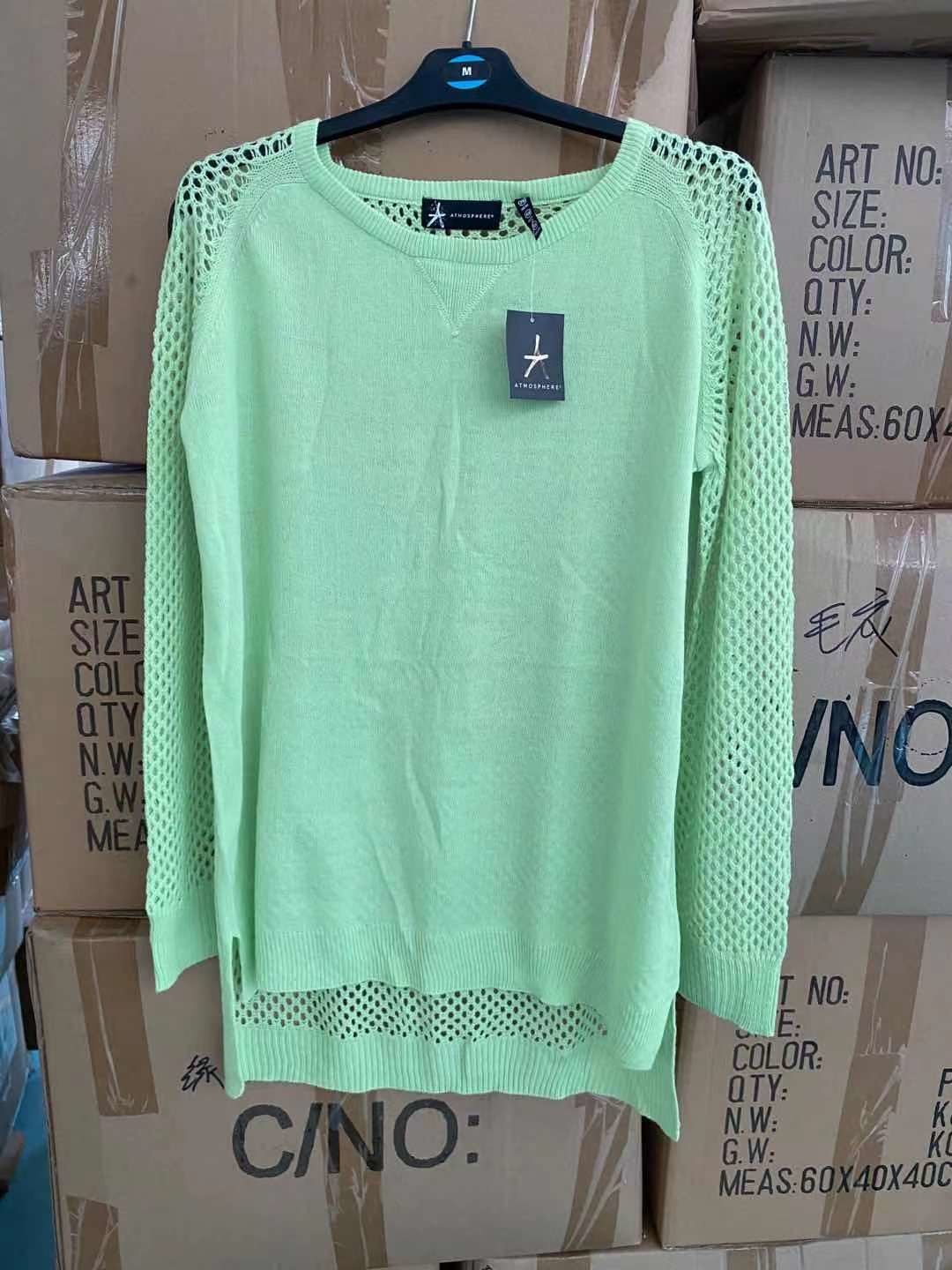 82% Cotton 18% Polyamide Ladies Pullover Sweater Loose Knitted