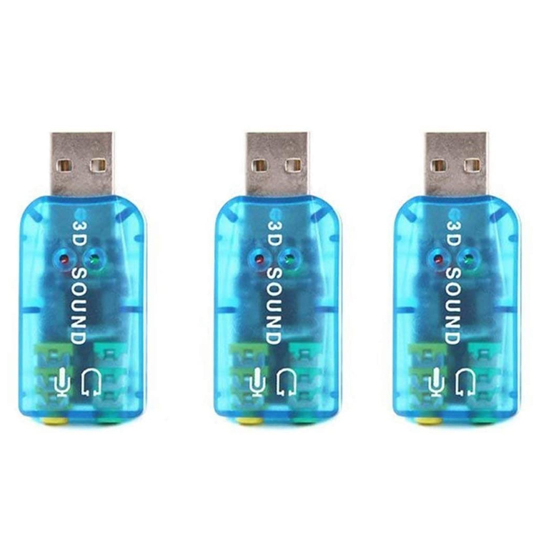 Plug and Play 5.1 External 3D Mic Stereo Studio Audio USB Interface Sound Card Adapter with 3.5mm Headphone