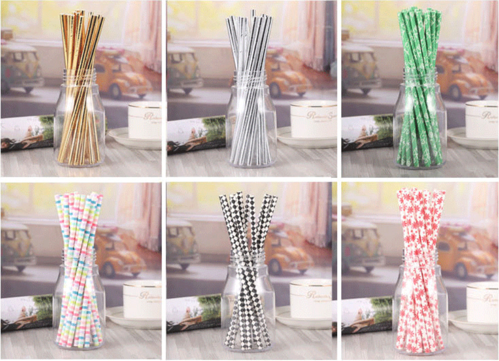Food Grade Certified 100% Biodegradable Environmentally Friendly Disposable Kraft Paper Straws 6/8/10/12*180/190/200MM