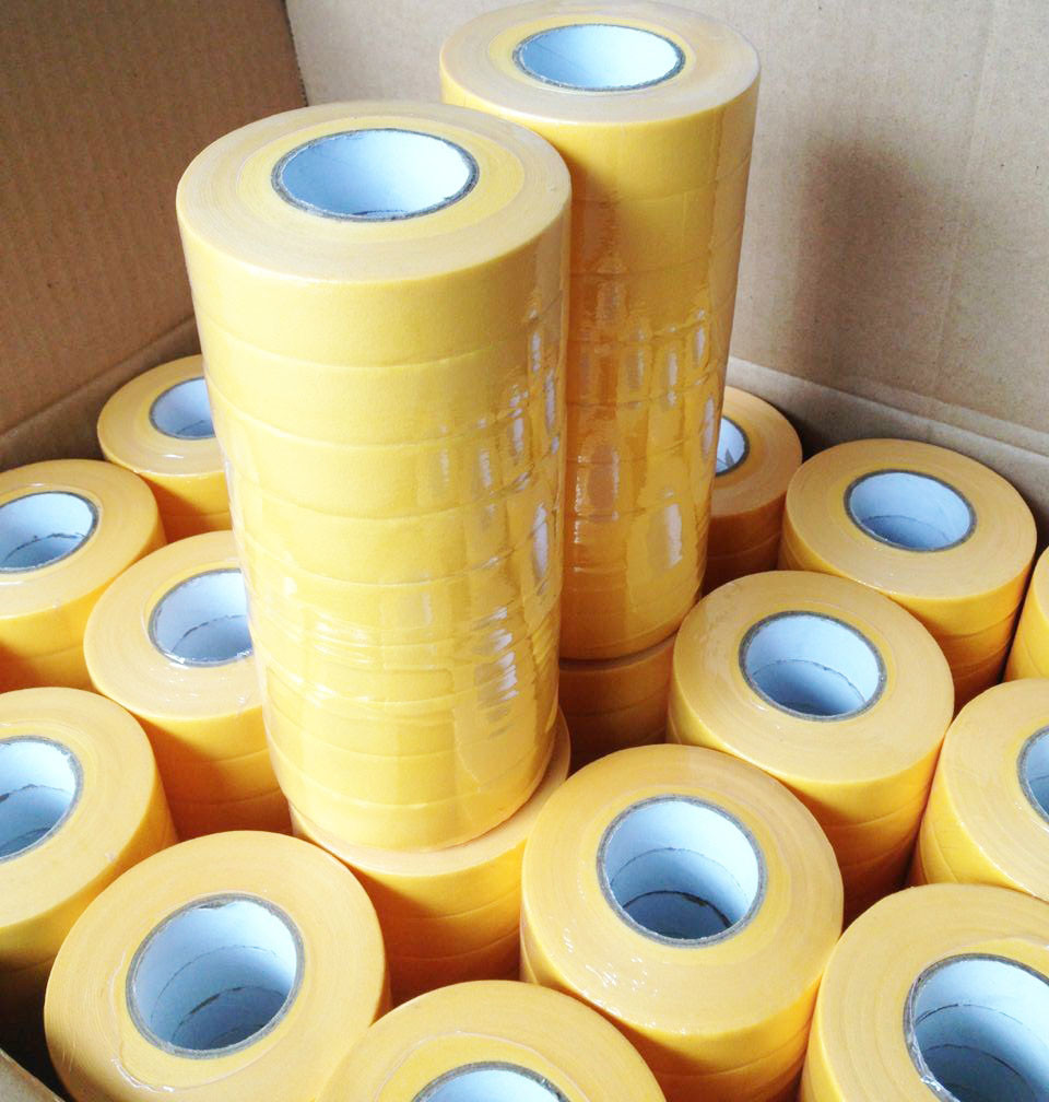 Dark Yellow 100mil Small Core Crepe Paper Masking Tape For Painting Industry