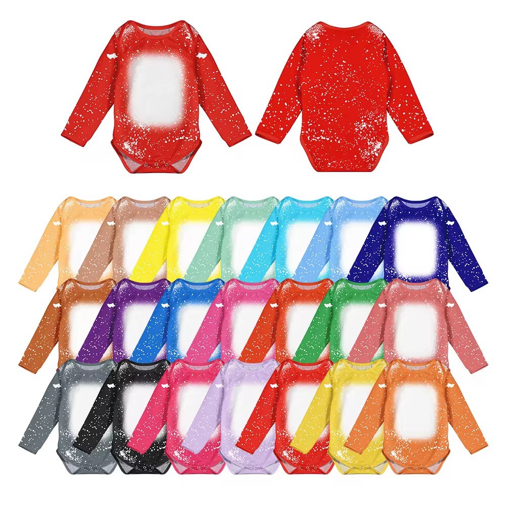 Multicolored Baby Sublimation Romper Blanks Tie Dye With Long Sleeves