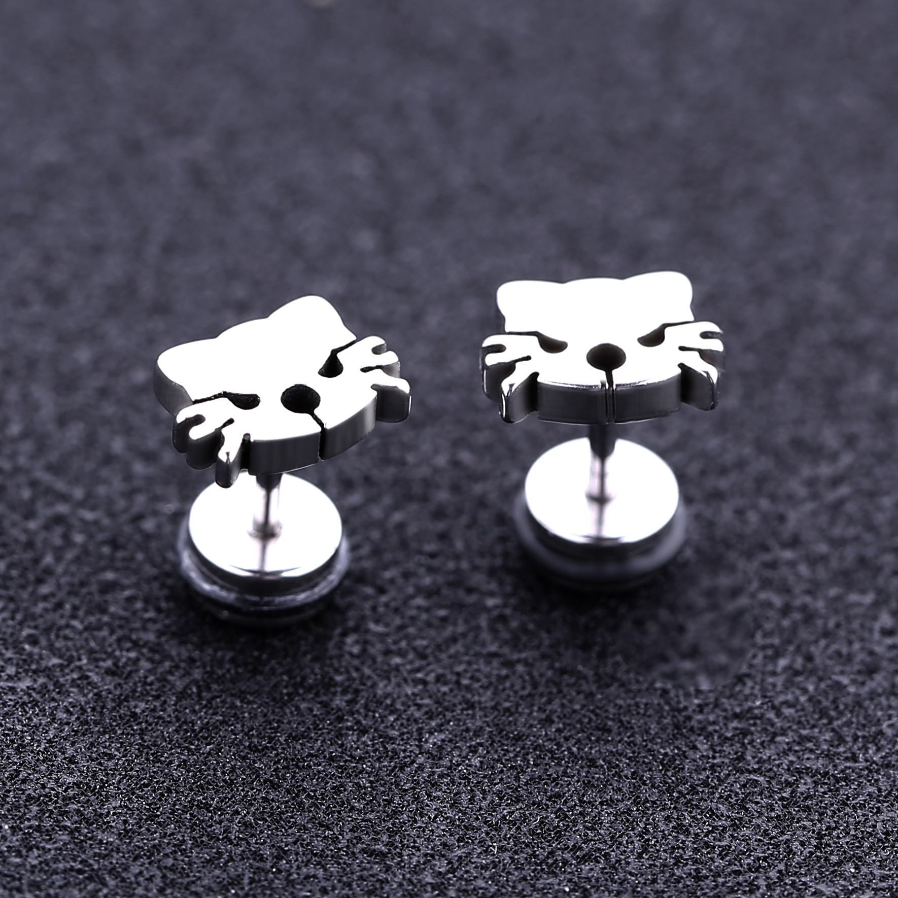 New Fashion Earrings Baby Happy Cat Screwback Girls Stud Earrings