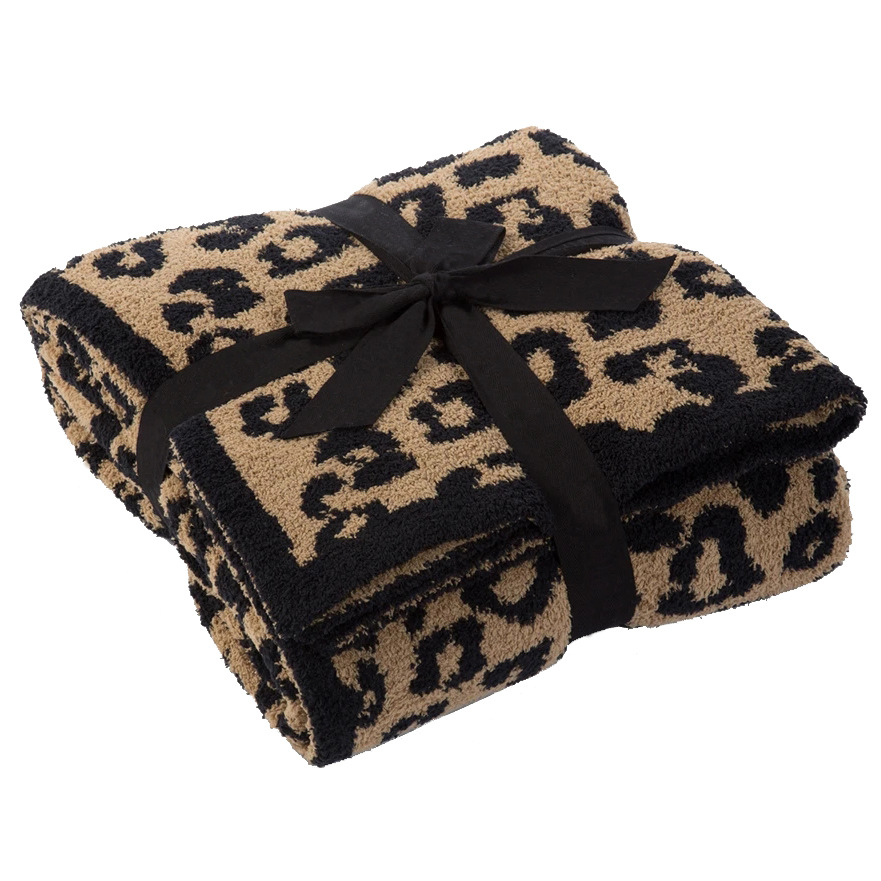 Home Appliance Comfortable Knitted Throw Blanket with Leopard Zebra Print in 22 Colors