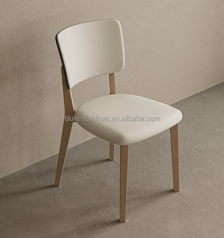 Home Furniture Classical Wooden Modern Oak Dining Chair Living Room Furniture Solid Wood PU Leather Finish Nitrolacquer