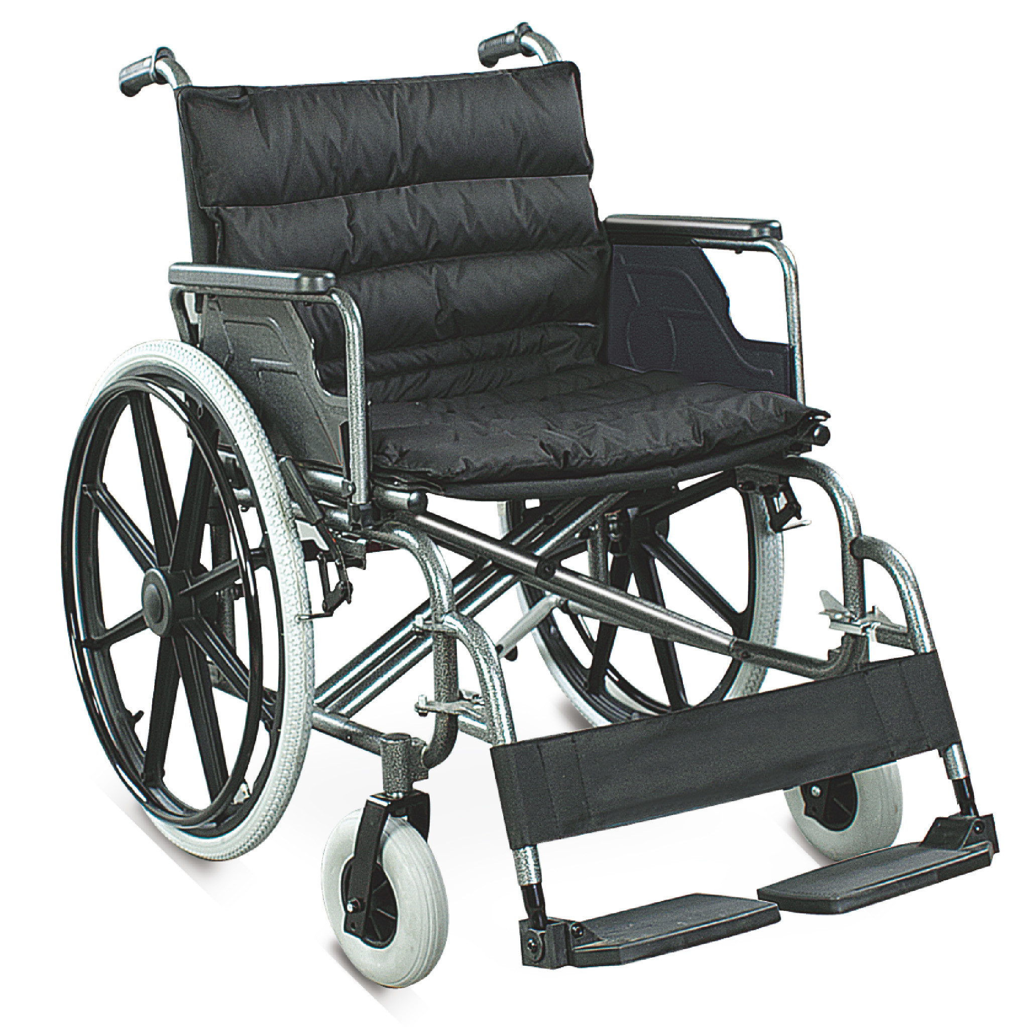 Detachable Armrest Folding Steel Wheelchair Soft Touch Fitup Rubber Foam Castor