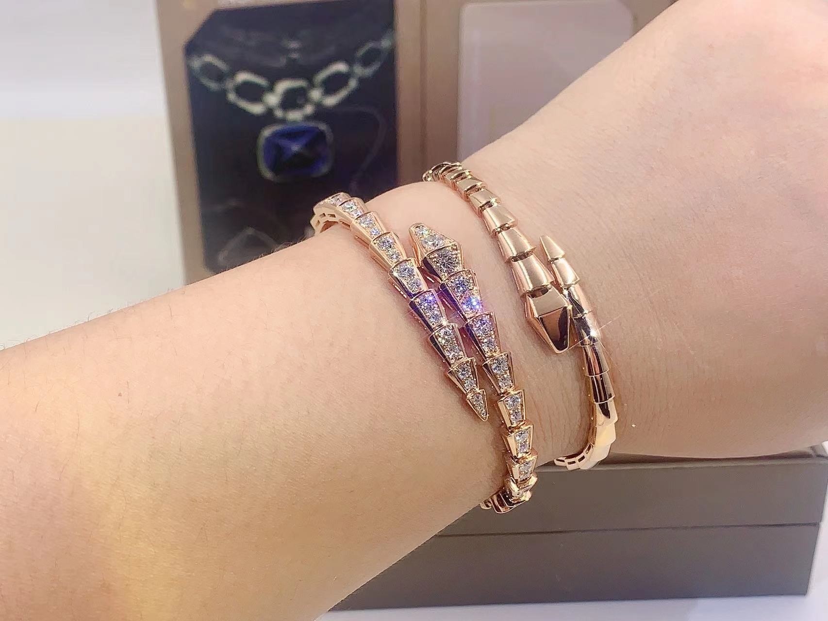 Serpenti Viper Bracelet Serpenti Viper 18 Kt Yellow Gold Bracelet With Pavé Diamonds