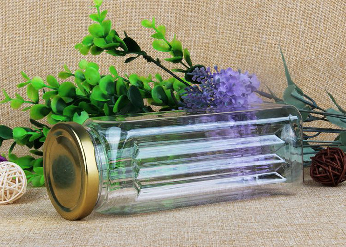 Damp-Proof Square Transparent Plastic Jars With Iron Lid Packaging 550ml