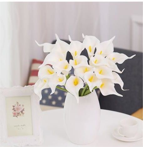 Artificial Purple White Calla Lily And Thistle Bouquet 36cm