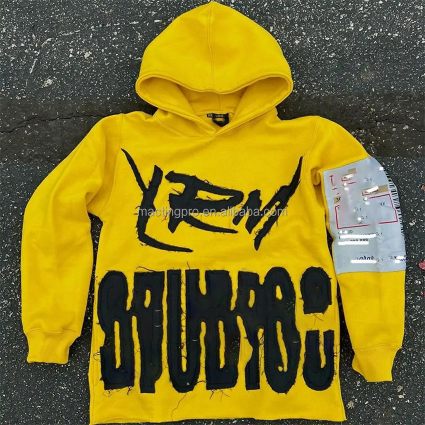 Custom Embroidery Hoodie With Embroidery Men'S Streetwear Patch Vintage Acid Wash Cropped Hoodie