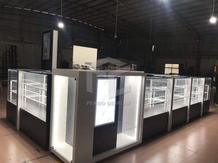 MDF Mobile Phone Display Showcase Cabinet ODM Free Design