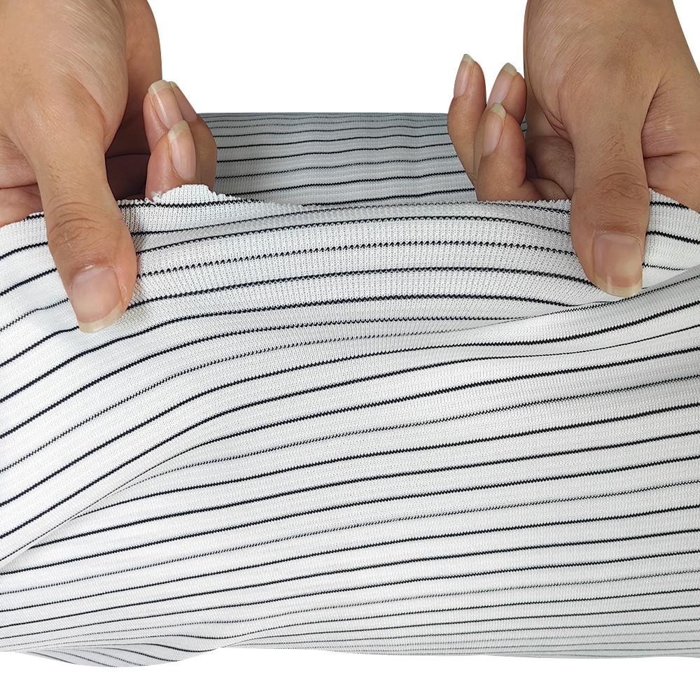 2*2 Rib ESD Fabric Elastic Antistatic Yarn Knit 6MM Stripe 240gsm Polyester