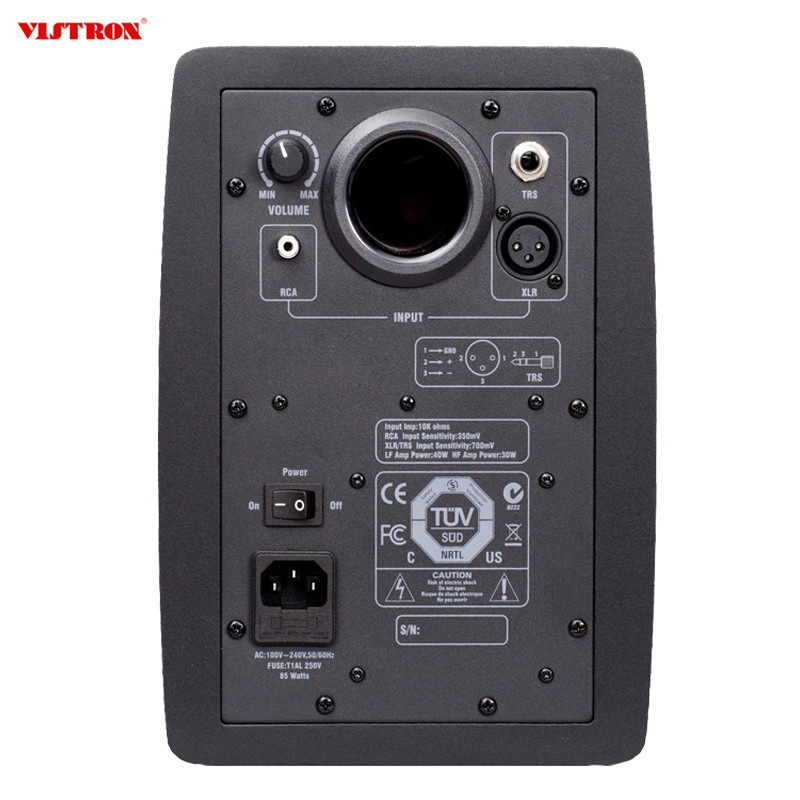 Active Bookshelf Speakers Black Studio Monitor Speakers For Computer PC Gaming Monitor