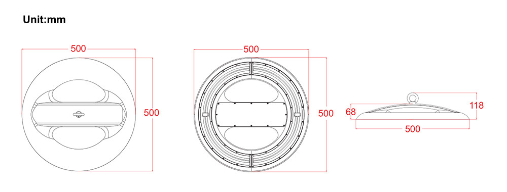 ETL DLC ROHS Led High Bay Light Fittings 60 90 120 Degree Ra 70 80 Lumileds 200W 160LM/W