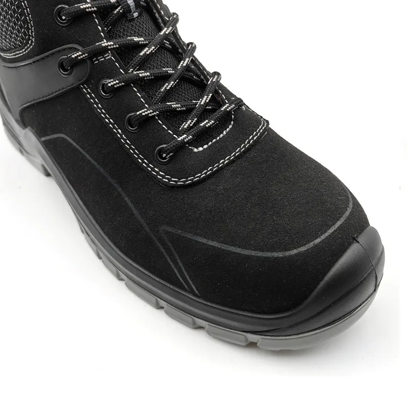 Casual Mens Work Safety Boots Black Steel Toe Shoes Customization
