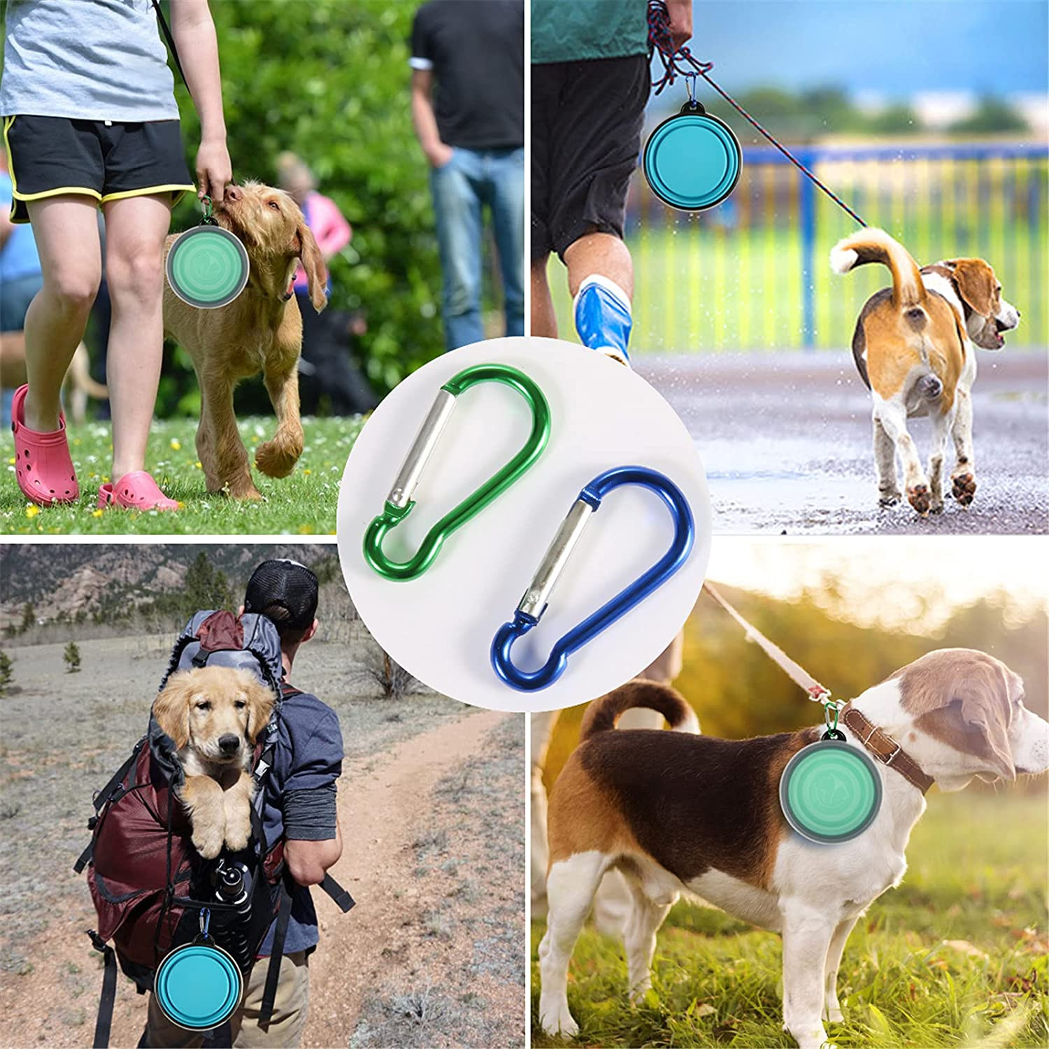Collapsible Pet Bowl Dog Bowls 2 Pack Portable Silicone Pet Feeder Dog Cat Food Water Feeding Travel Bowl For Camping