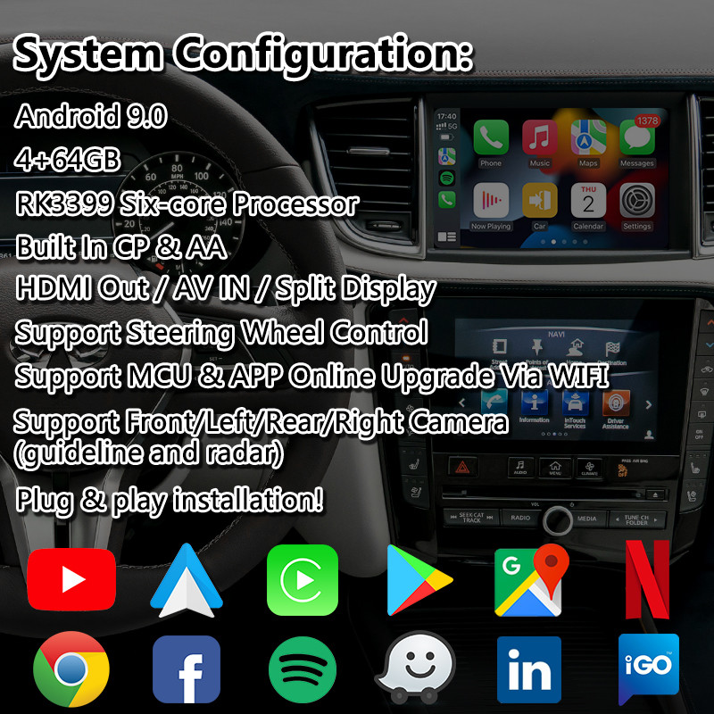 Lsailt 4+64GB Android Multimedia Video Interface for 2017-2022 Infiniti QX50 With Wireless Carplay