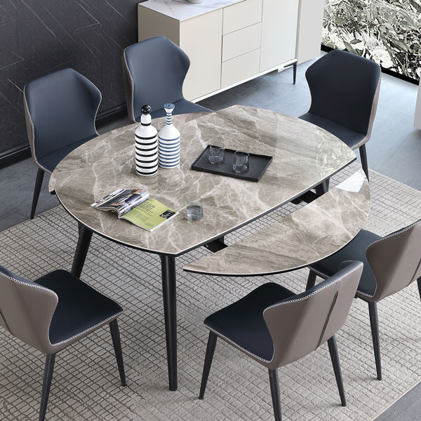 Luxury Extendable Dining Table And Chairs 7 Piece Italian Rock Slab Folding 120cm