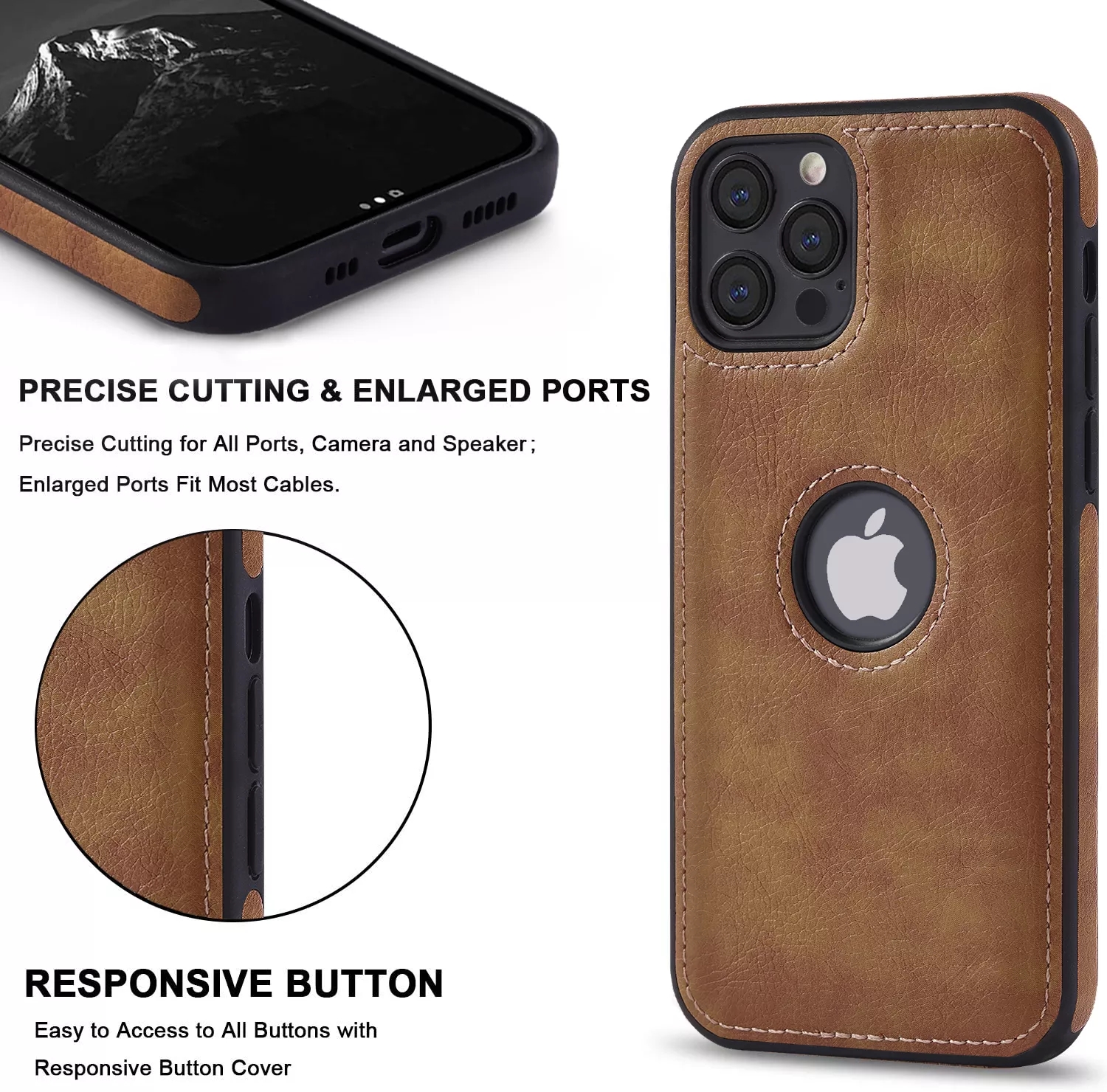 Durable Anti-Scratch Soft Grip Mobile Phone Cover for iPhone 14 Pro Max Classic Luxury PU Leather Cases