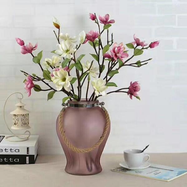 Quality Handmade Home Sand Decorative Glass Vases Indoor Colored With Hemp Rope for sale