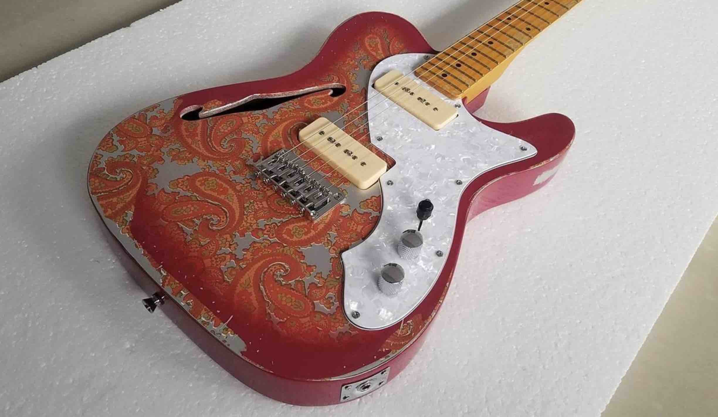 Custom Flower Power F-Holes Tele Electric Guitar