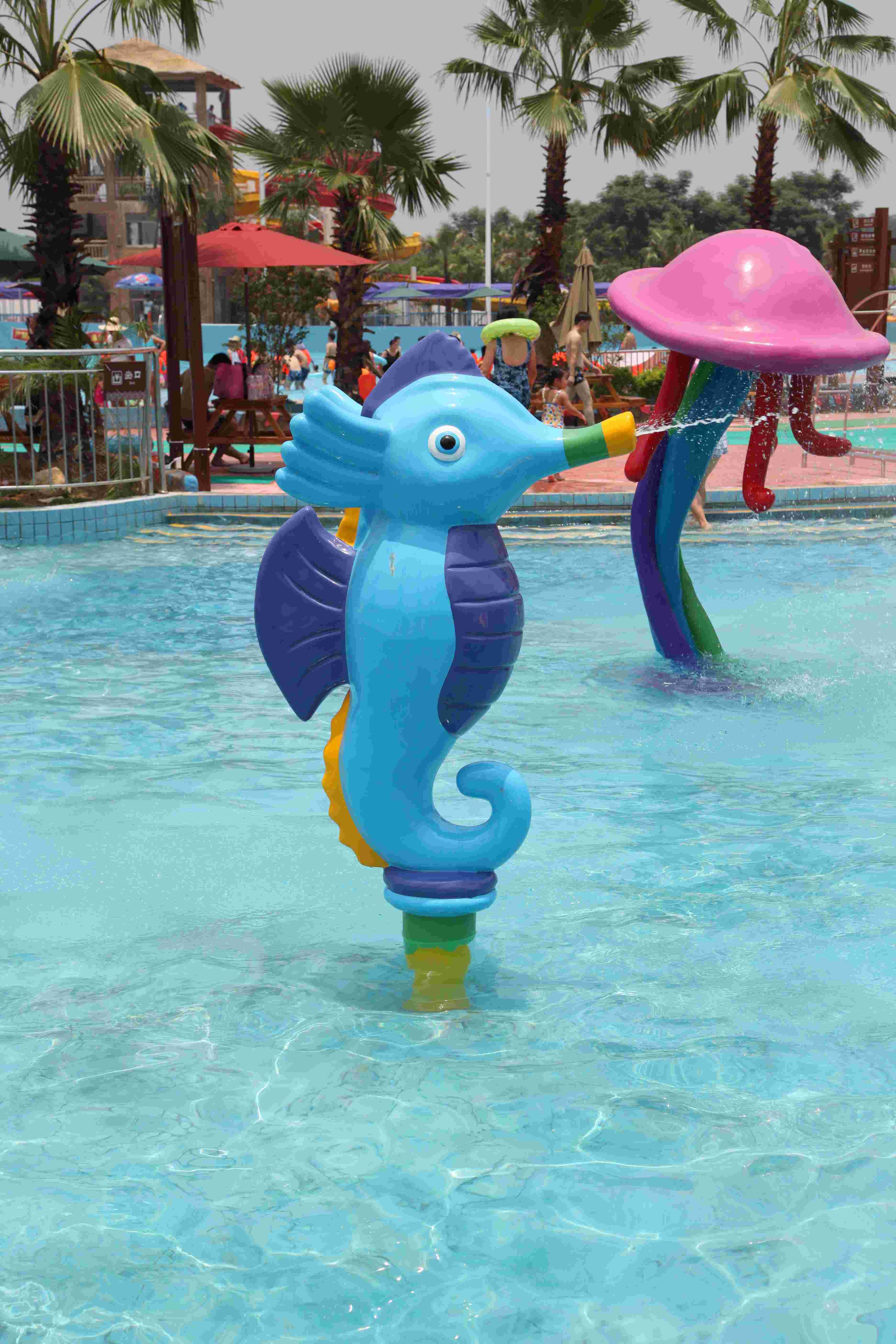 Kids Spray Park Equipment Fiberglass Water Games Spray Cartoon Hippocampus for Water Park