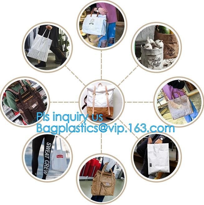 Cheap Lightweight Cheap Brown Custom Made Print Logo Water-proof Tyvek Paper Tote Shopping Bageco reusable promotion gif