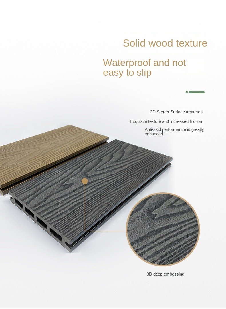 3D Deep Embossed WPC Decking Boards 145x22mm Decking Gray Engineering Garden