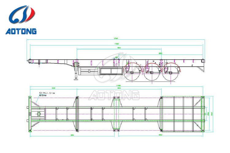 45ft Container Gooseneck Chassis Trailer Skeleton Truck Trailers with 28tons Landing Gear