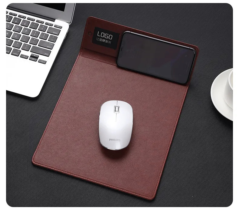 Rectangle Leather Multifunction Wireless Charging Mouse Pad Usb Smart Fast Charger