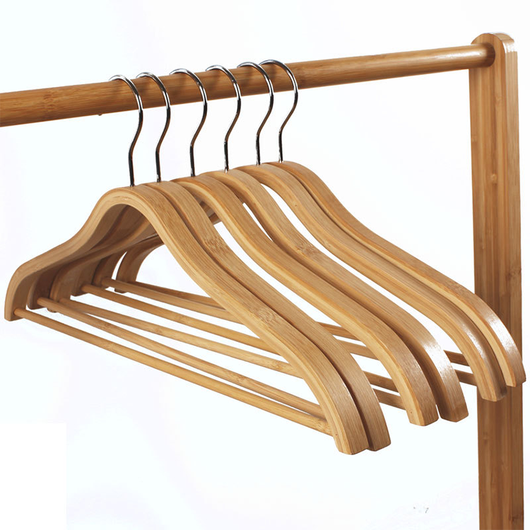 10 Pack Bamboo Hangers with 360-Degree Rotatable Hooks and Shoulder Grooves 44x21.5x2cm
