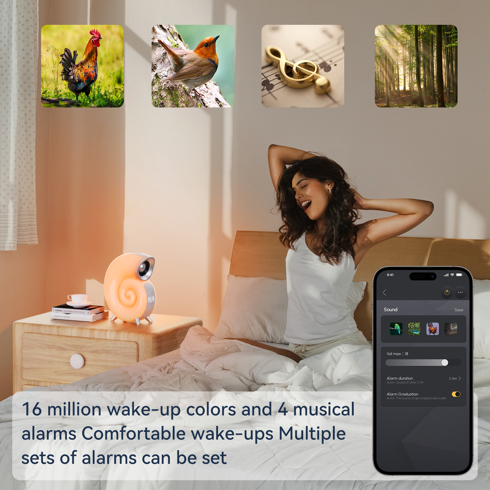 Wireless Charger with Alarm Clock Digital App Control RGB Light Wireless Speaker