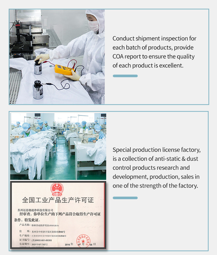 Clean Room Clothing Three Dimensional Tailoring Design Soft And Skin Anti-static Clean Room Smock