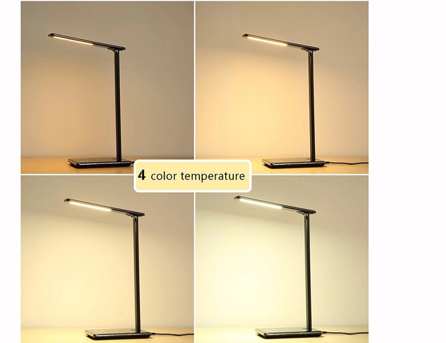 Cmagic Qi Wireless Charging LED Desk Lamp , 4 Level Led Adjustable Desk Lamp Black Color