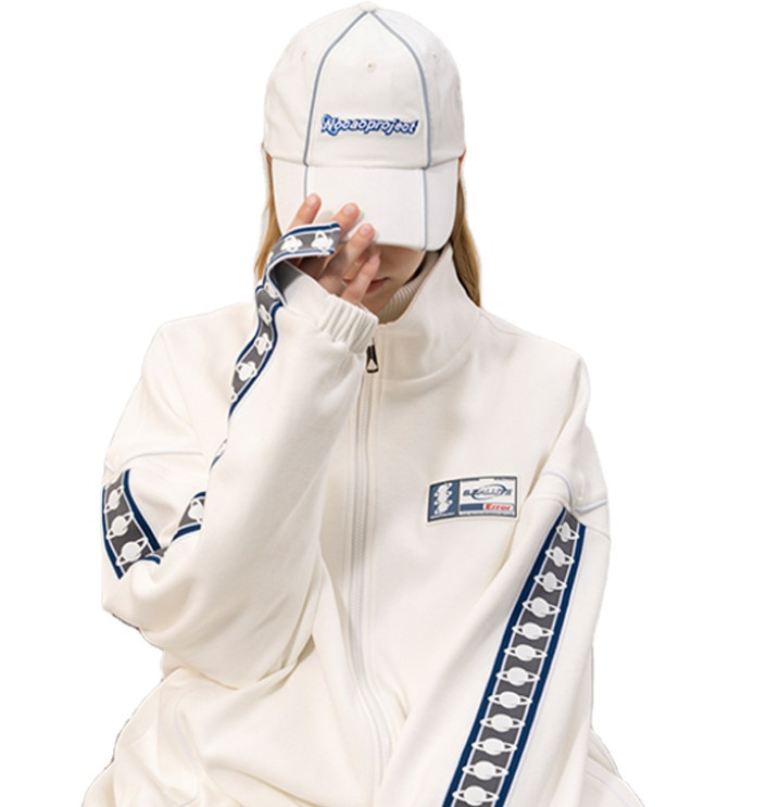 Zip Up Track Hiphop Windproof Soft Stripe Design Casual Stand Up Collar Jacket
