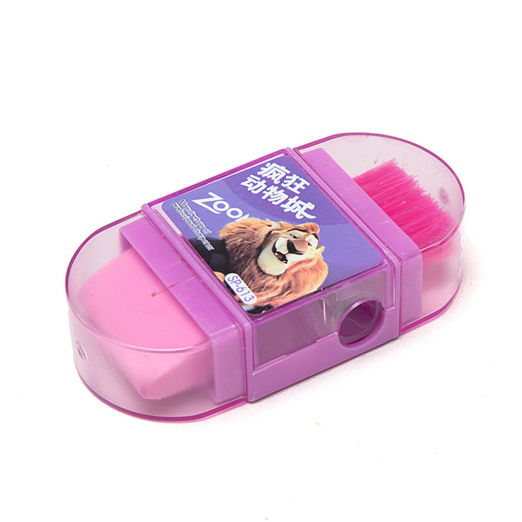 SP 613 Manual Eraser Brush Kit Cartoon Pencil Sharpener Kid Safe