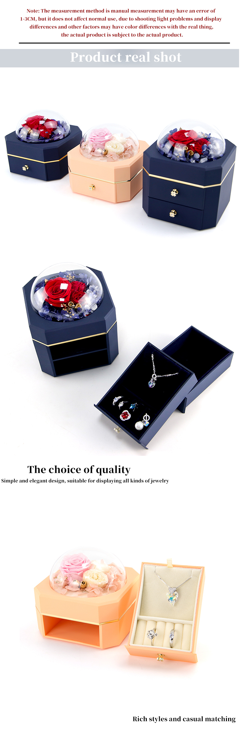Flower Jewelry Box Necklace Ring Jewelry Box With Roses For Valentine'S Day Surprise